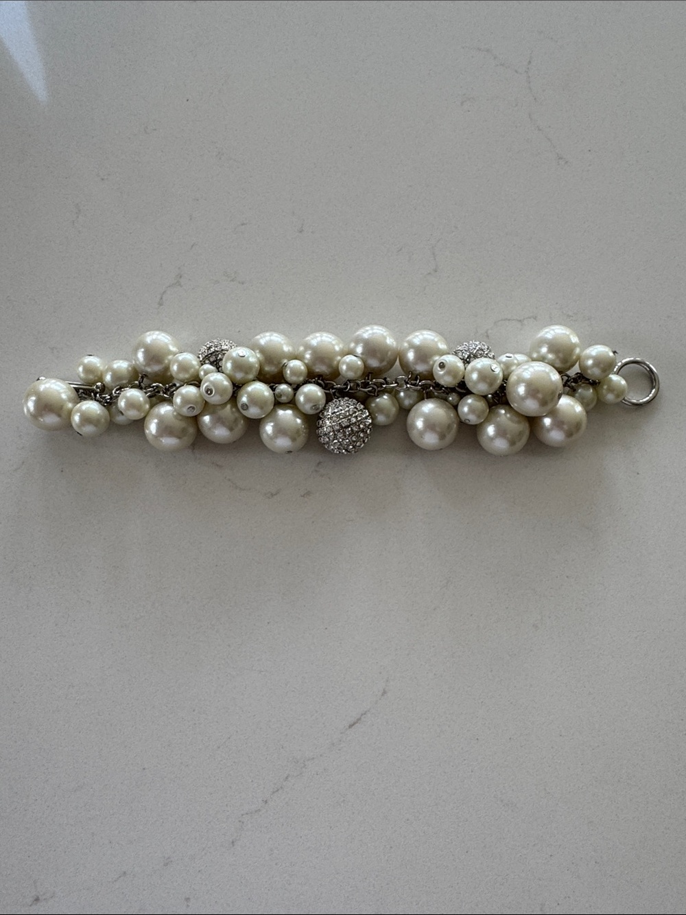 J Crew Chunky Pearl Cluster Bracelet with Rhinestone Accents NWOT ✨